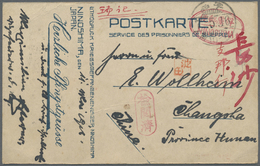 Lagerpost Tsingtau: Ninoshima, 1918, Camp Printed Ppc "Pentecost Day" (Pfingstgrüße) W. Red Oval Camp Seal, Oval "censor - China (offices)