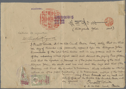 Japan - Besonderheiten: Osaka, 1916, British Consular Stamp KEVII 5 Sh. Bisected And Overscribed In Red '2/6' Resp. 5 Sh - Autres & Non Classés