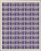 ** Jemen - Königreich: 1962, "FREE YEMEN..." Machine Overprint On 1960 UNO Issue, Complete Set Of Seven Values In Sheets - Yémen