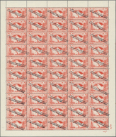 ** Jemen - Königreich: 1964, "FREE YEMEN..." Handstamp In Black On 1959 Telcom Issue, Complete Sheet Of 50 Stamps (folde - Yemen