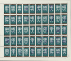 ** Jemen - Königreich: 1964, "FREE YEMEN..." Handstamp In Violet On 1962 Malaria Issue, Both Values As Complete Sheets O - Yemen