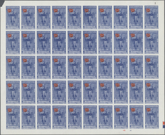 ** Jemen - Königreich: 1965, 4b. Violet-blue/red "Seif Al-Islam Prince Ali Al-Hosein", Imperforate, Complete Sheet Of 50 - Yemen
