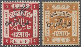 */(*) Jordanien: 1922, 4/10 P. On 4 M. Red Mint Hinged, 5/10 P. On 5 M. Orange No Gum, Each Showing Overprints In Black, - Jordan