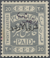 * Jordanien: 1922, 20 P. On 20 P. Grey Violet Overprint, Mint Hinged Tiny Gum Toned At Left, Fine, SG Catalogue 900 GBP - Jordan