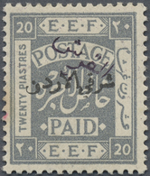 * Jordanien: 1922, 20 P. On 20 P. Grey Violet Overprint, Mint Hinged Tiny Gum Toned At Left, Fine, SG Catalogue 900 GBP - Jordanie