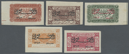 * Jordanien: 1925, Overprint Provisionals On Hedschas Stamps, Five Values Imperforated, Lightly Hinged. - Giordania