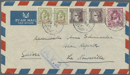 Br Jordanien: 1942/47, Two Covers With Nice Franking To Switzerland, One Of Them With Unusal Censorship Cancel In The Fo - Giordania