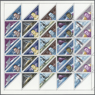 ** Jordanien: 1964, Manned Space Flights, Perforate Issue, Complete (folded) Se-tenant Sheet, Unmounted Mint. - Jordanie