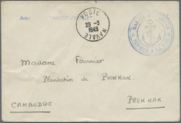 Br Kambodscha: 1949. Stampless Envelope Addressed To Prek-Kam, Cambodia Written From The French Navy Ship 'Aviso "Amyot - Cambogia