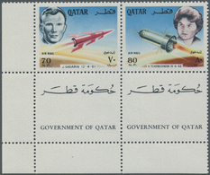 ** Katar / Qatar: 1966. NOT-ISSUED Set "Soviet Cosmonauts And Space Vehicles" In A Se-tenant Corner Pair Showing "Jurij - Qatar