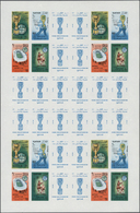 ** Katar / Qatar: 1966, Football World Championship, Perf./imperf. Issue, Two Se-tenant Sheets (perf. Issue With Folding - Qatar