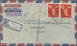 Br Katar / Qatar: 1967. Registered Air Mail Envelope Addressed To The Netherlands Bearing SG 145, 40d On 40 N.p. Red (pa - Qatar