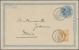 GA Korea: 1901. Postal Stationery Card 1cn Blue Upgraded With SG 26b 3ch Orange Tied By Seoul/Coree Double Ring Addresse - Korea (...-1945)