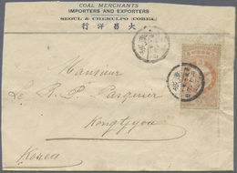 Br Korea: 1903, Falcon 3 Ch. Tied Bisected Circle "Hansung Kwangmu 7.10.29" To Cover To Kongju, Envelope Backflap Missin - Corea (...-1945)