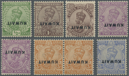 ** Kuwait: 1923: Eight Stamps KGV. With KUWAIT Overprint INVERTED, With Singles ½a. To 2a. Plus 2a. (diff. Shade) Plus P - Koweït