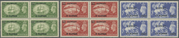 ** Kuwait: 1950, KGVI Definitives, Complete Set Of Nine Values As Blocks Of Four (4a. Four Single Stamps), Unmounted Min - Kuwait