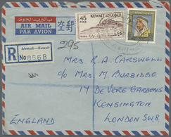 Br Kuwait: 1964. Registered Air Mail Envelope Addressed To London Bearing 45f Lake And 50f Gold Tied By Oval Ahmadi/Kuwa - Kuwait