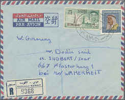 Br Kuwait: KUWAIT, 1965. Registered Air Mail Envelope Addressed To Germany Bearing 20f Silver And 75f Green Tied By Oval - Kuwait