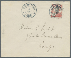 Br Laos: 1914. Envelope Addressed To Paris Bearing French Indo-China SG 55, 10c Scarlet Tied By Sam-Nua/Laos Double Ring - Laos