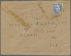 Br Laos: 1946. Military Mail Envelope Written (some Stains) From Laos Addressed To India Bearing France 10f Blue Tied By - Laos