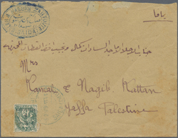 Br Libanon: 1919, T.E.O. 5 Mill. On 5c. Green Tied By Blue Late Used Ottoman "SAIDA (ECHELLE) 5/2/919" Cds. And Blue Com - Libano