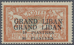 * Libanon: 1924, 10pi. On 2fr. Orange/blue, DOUBLE Overprint, Mint O.g. Previously Hinged, Faint Indication Of Corner Cr - Lebanon