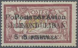 * Libanon: 1924, Airmails, 5pi. On 1fr. Red/olive With Double Overprint, Mint O.g. With Hing Remnant, Signed. Maury PA3b - Liban