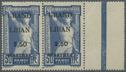 **/* Libanon: 1924, Olympic Games, 2.50pi. On 50c., Horiz. Pair Left Stamp Showing Variety "Small G In GRAND", Unmounted - Libano