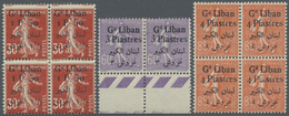 */** Libanon: 1924/1925, Bilingual Overprints, Ten Values As Horiz. Pair (8) Resp. Block Of Four (2), One Stamp Each Sho - Liban