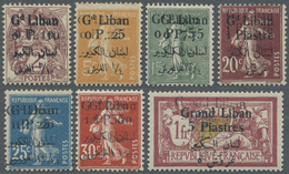 * Libanon: 1924, Bilingual Overprints, Seven Values With Double Surcharge (of Various Occurrences), Mint O.g. Previously - Lebanon