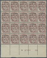 ** Libanon: 1924, 0.10pi. On 2c. Lilac-brown, Bottom Marginal Plate Block Of 20 (slightly Separated At Top And Uneven Ma - Liban