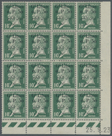 **/* Libanon: 1924, 0.50pi. On 10c. Green, Plate Block Of 16 From The Lower Right Corner Of The Sheet With Coins Date "2 - Libano