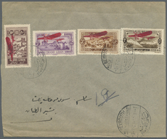 Br Libanon: 1926, Airmails, Red "Plane" Overprint, Complete Set Of Four Values, Attractive Franking On Cover From "BEYRO - Liban