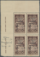 ** Libanon: 1926, 2p. On 10p. Brown Corner Margin Block Of Four Showing Inverted Overprint "Secours Aux Refugies", Mint - Lebanon