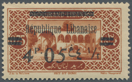 ** Libanon: 1927, 4.50pi. On 0.75pi. Brownish Red Showing "4.05pi.", Unmounted Mint. Maury 90e - Lebanon