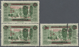 */O Libanon: 1928, 2pi. On 1.25pi. Green, Vertical Pair Lower Stamp "missing "p" In Surcharge" Mint O.g. Previously Hing - Lebanon