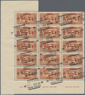 ** Libanon: 1929, 0.50pi. On 0.75pi. Brownish Red, Marginal Block Of 15 (partly Separated, Few Tiny Marks) With Grossly - Lebanon