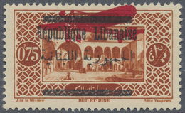 * Libanon: 1929, Airmails, 0.50pi. On 0.75pi. Brownish Red With RED Plane Overprint And Missing Revaluation Ovp., Mint O - Liban