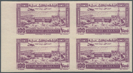 ** Libanon: 1943, Medical Congress, 10pi. To 100pi., Complete Set Of Five Values WITHOUT OVERPRINT As IMPERFORATE Margin - Lebanon