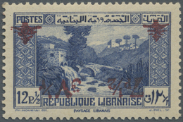 ** Libanon: 1945, 7½pi. On 12½pi. Ultramarine With INVERTED Overprint, Unmounted Mint, Signed Calves. Maury 196 Var. (no - Liban