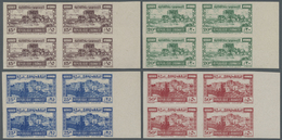 ** Libanon: 1945, Definitives "Byblos/Tripoli", Grey Paper, Complete Set Of Four Values As IMPERFORATE Right Marginal Bl - Lebanon