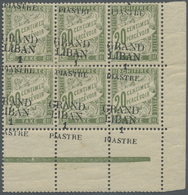 */** Libanon - Portomarken: 1924, 1pi. On 20c. Olive, Right Marginal Block Of Six With Adjoining Gutters (slightly Separ - Libano