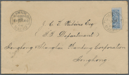 Br Macau: 1910, Bisect Of 6 A./200 Rs. Tied "MACAU 2 OCT 10" To Cover To HSBC Hong Kong With Next Day Arrival On Reverse - Other & Unclassified