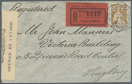 Br Macau: 1915, 12 As. Tied "MACAU 18-5-15" To Registered Cover To Hong Kong, Local Rate, HK Censortape - Altri & Non Classificati