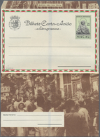 GA Macau - Ganzsachen: 1965 (ca.) Air Letter 20 Av., "opium" Characters Not Ovpt.,  Unused Mint; Same, But Characters Ov - Postal Stationery