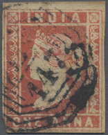 O Malaiische Staaten - Straits Settlements: 1854 Indian Lithographed 1a. Red Used In Penang And Cancelled By Numeral "B/ - Straits Settlements