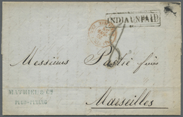 Br Malaiische Staaten - Straits Settlements: 1857: Penang 1857 Entire Forwarded By Mathieu & Co To Marseilles, Showing B - Straits Settlements