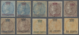 */(*) Malaiische Staaten - Straits Settlements: 1867 Group Of 10 Unused Stamps From First 'Crown' Optd. Issue, With Thre - Straits Settlements