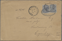 Br Malaiische Staaten - Straits Settlements: 1882, Two QV 10 C Violet (one Corner Fault) On Envelope Sent With Cds "SING - Straits Settlements