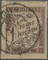 O Malaiische Staaten - Straits Settlements: 1888. French General Colonies Postage Due Yvert 15, 1f Maroon Cancelled By ' - Straits Settlements